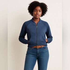 Papaya Blue Zip-Up Crop Textured Sleeves Top Size S